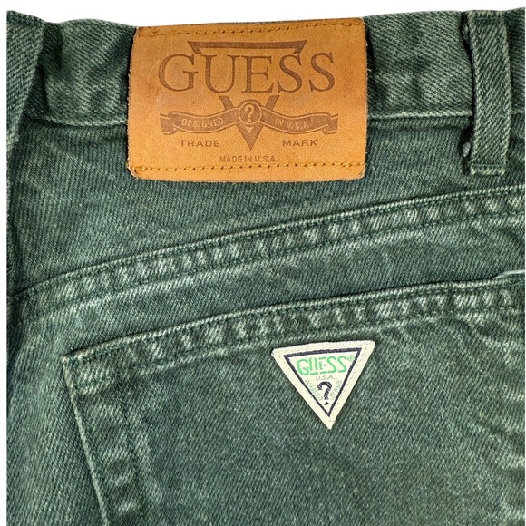 Vintage Made in USA Guess Green Denim Jeans Georges Marciano Mens 32 90's Y2K - Picture 16 of 17